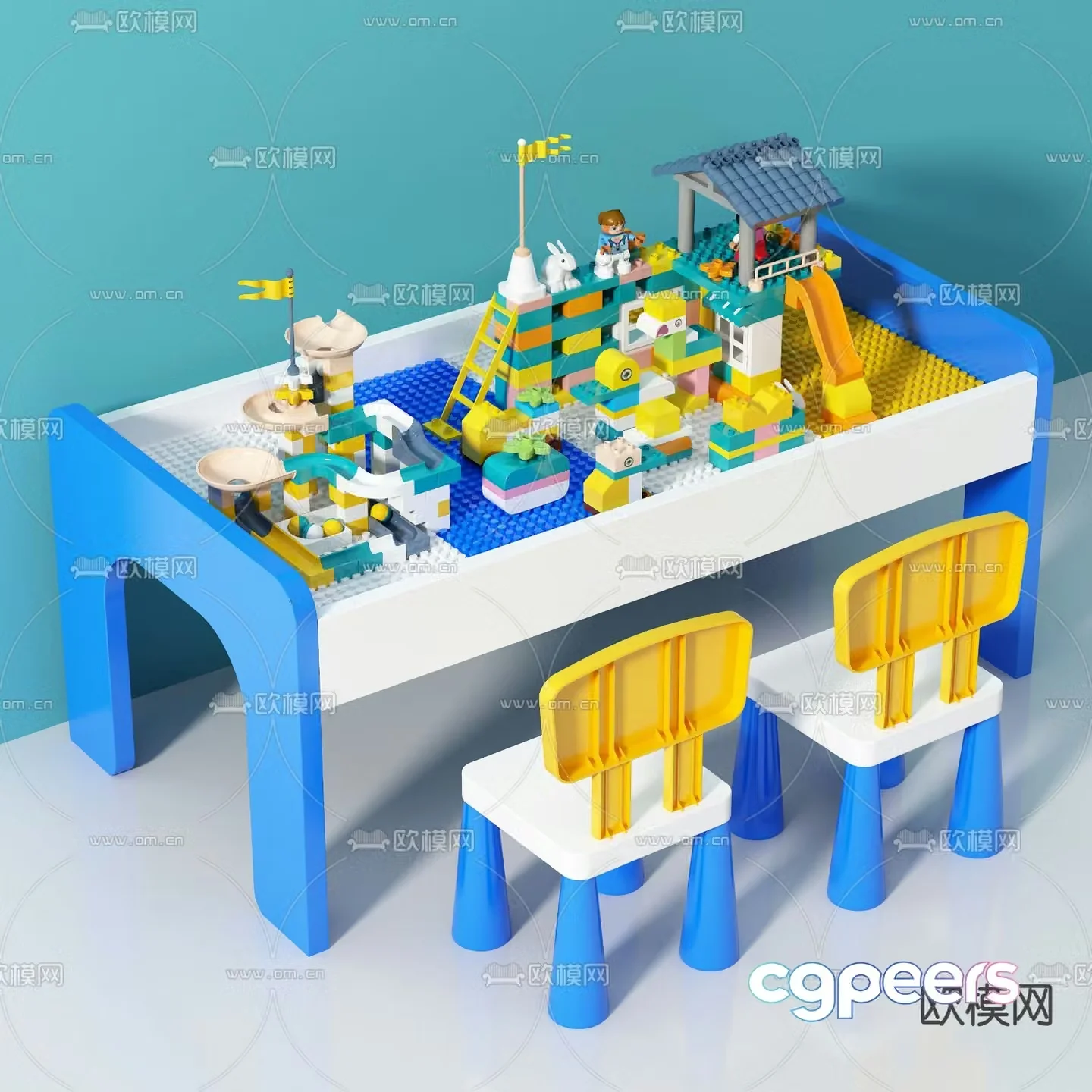 Building block table building block toy 3d model