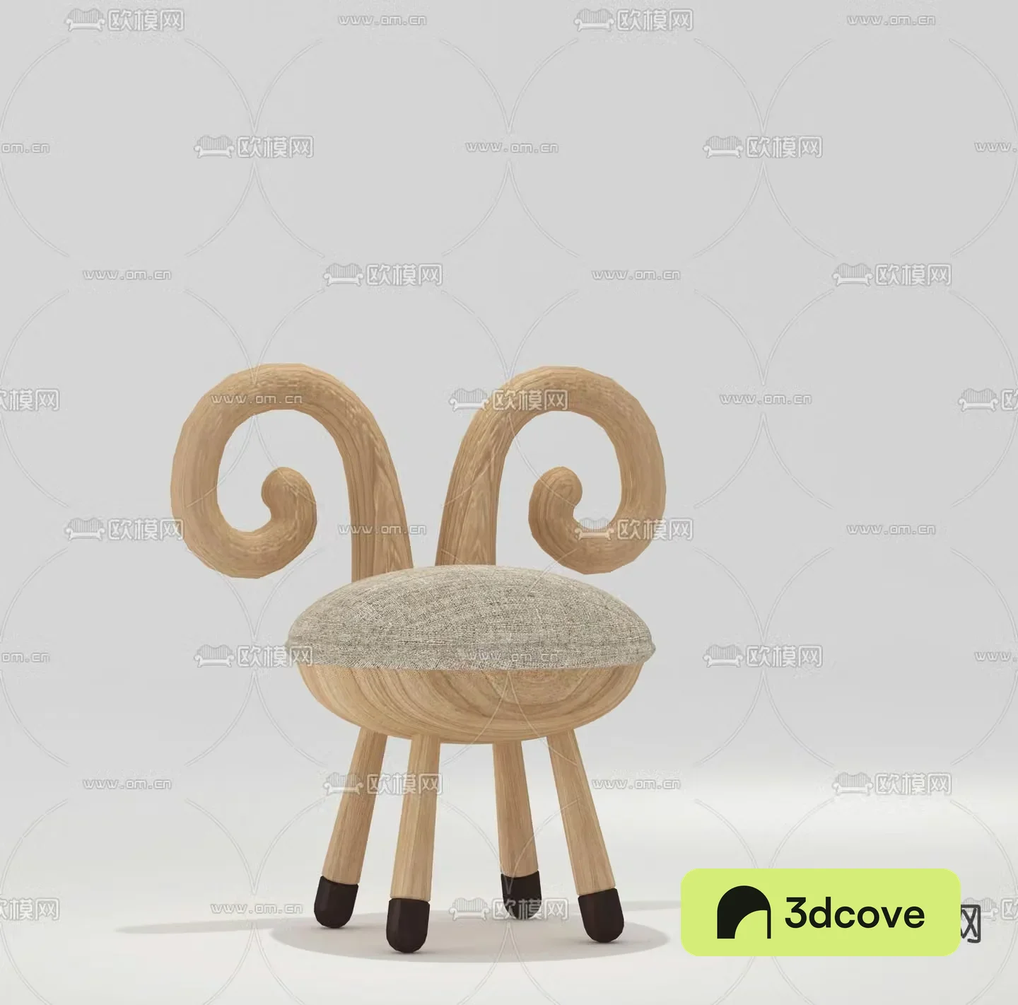 Nordic log children’s horn chair