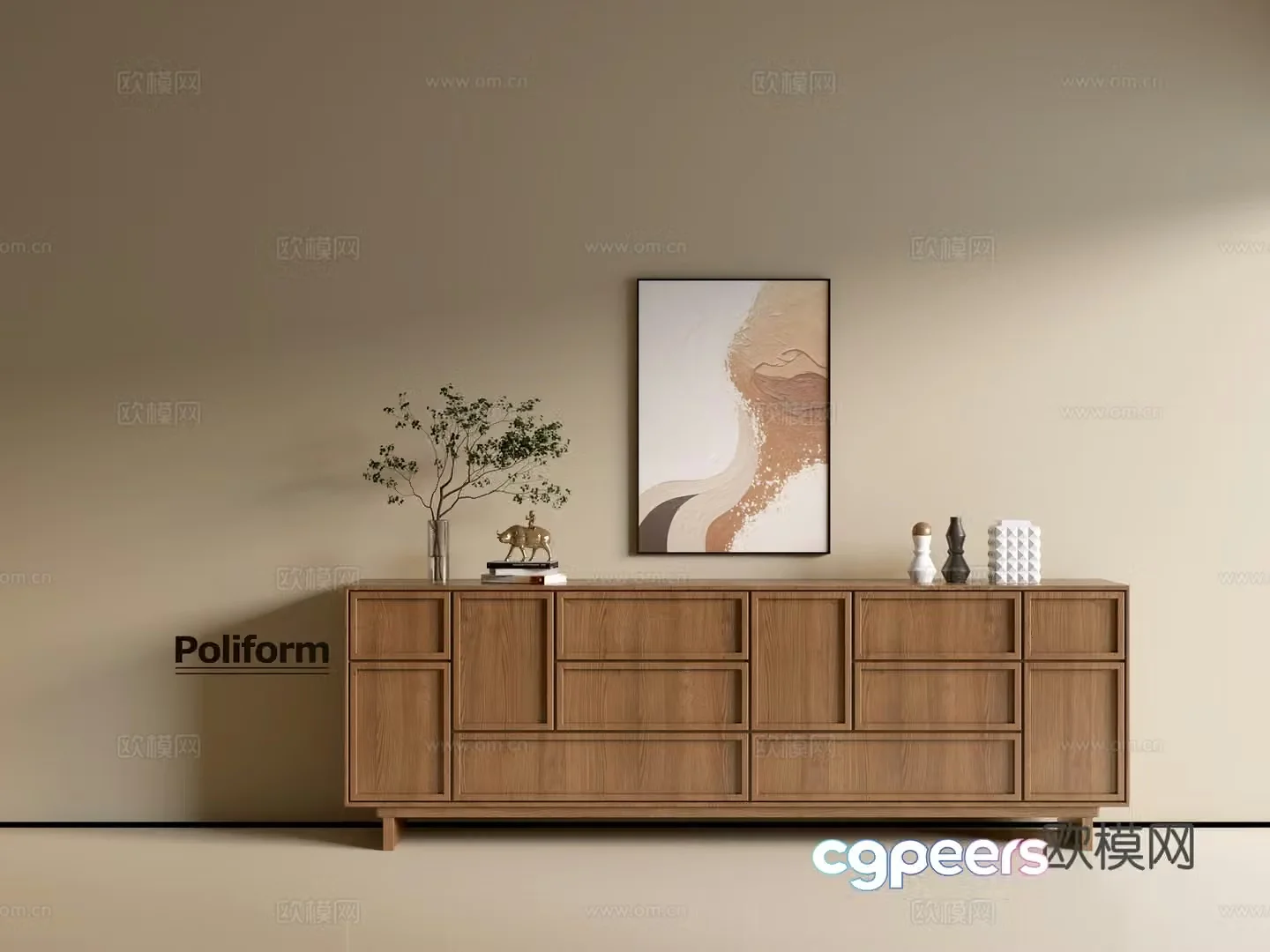 Modern wood grain cabinet ins wind minimalist wind cabinet whole cabinet sideboard balcony cabinet storage 3D model