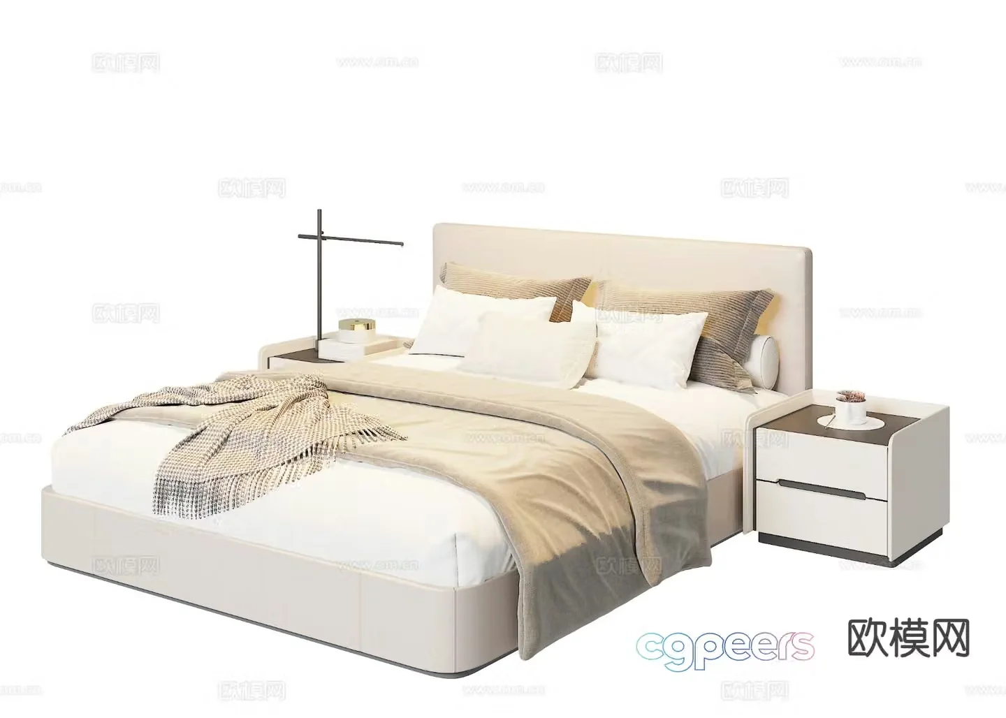 Modern double bed 3d model