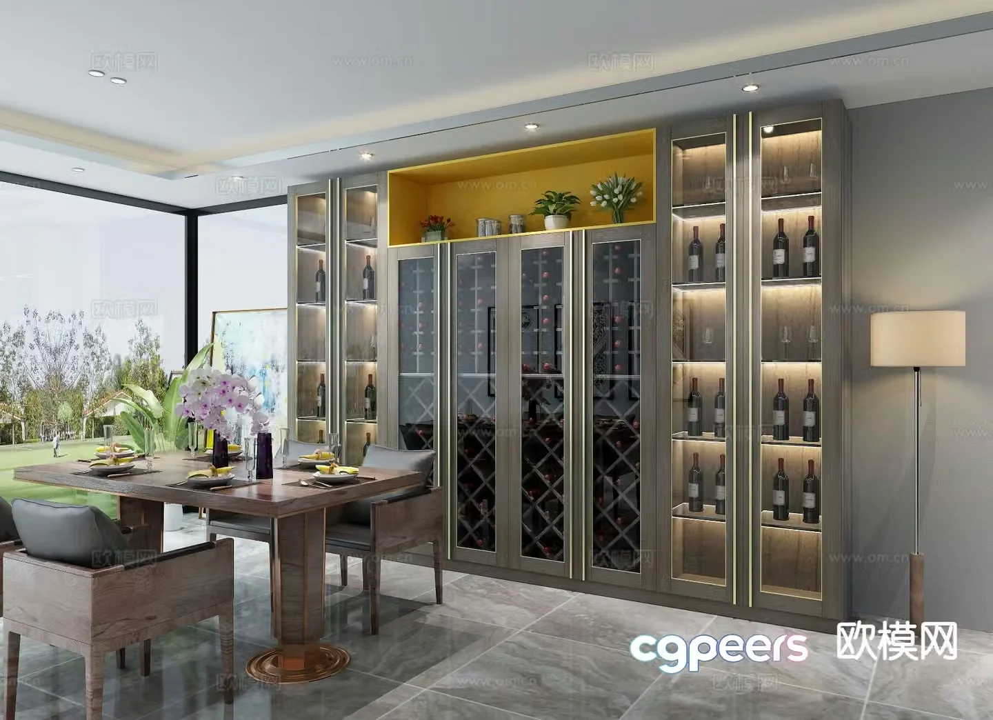 Modern glass wine cabinet sideboard 3d model