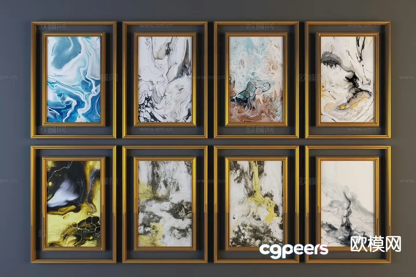 Modern texture painting decorative painting 3d model