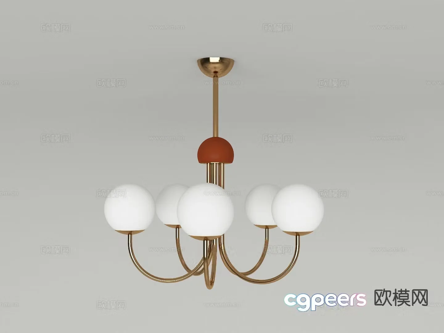 Modern multi-head chandelier 3d model
