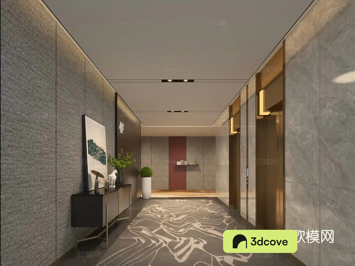 Modern hotel elevator hall club elevator hall aisle elevator hall