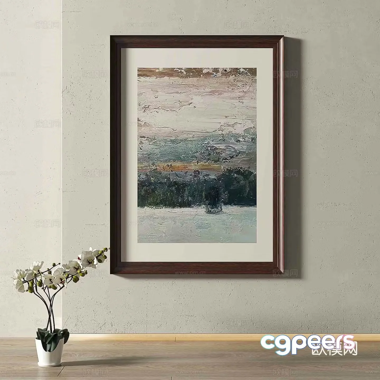 Modern retro hanging paintings oil paintings decorative paintings 3D model