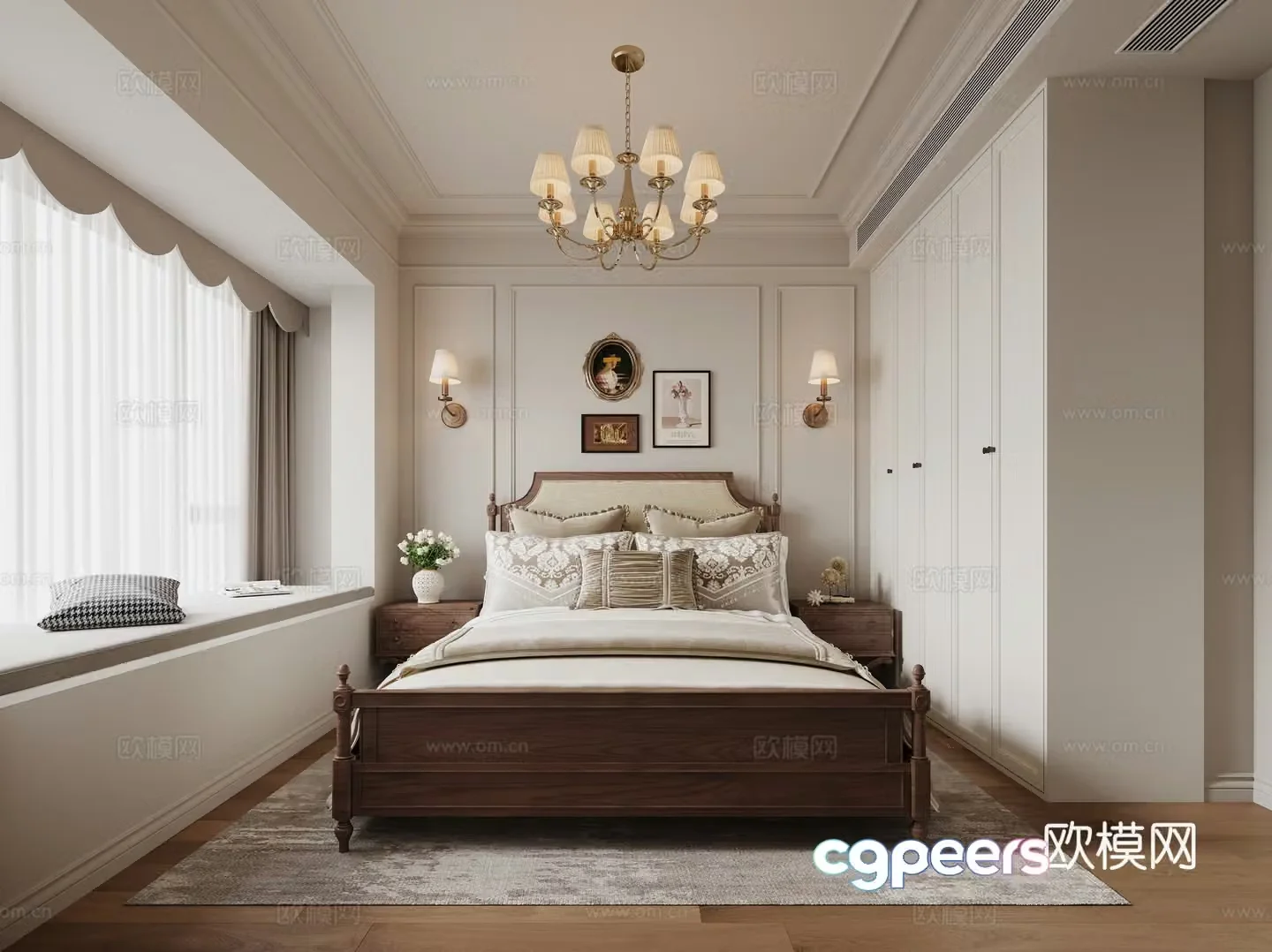 Modern French bedroom 3d model