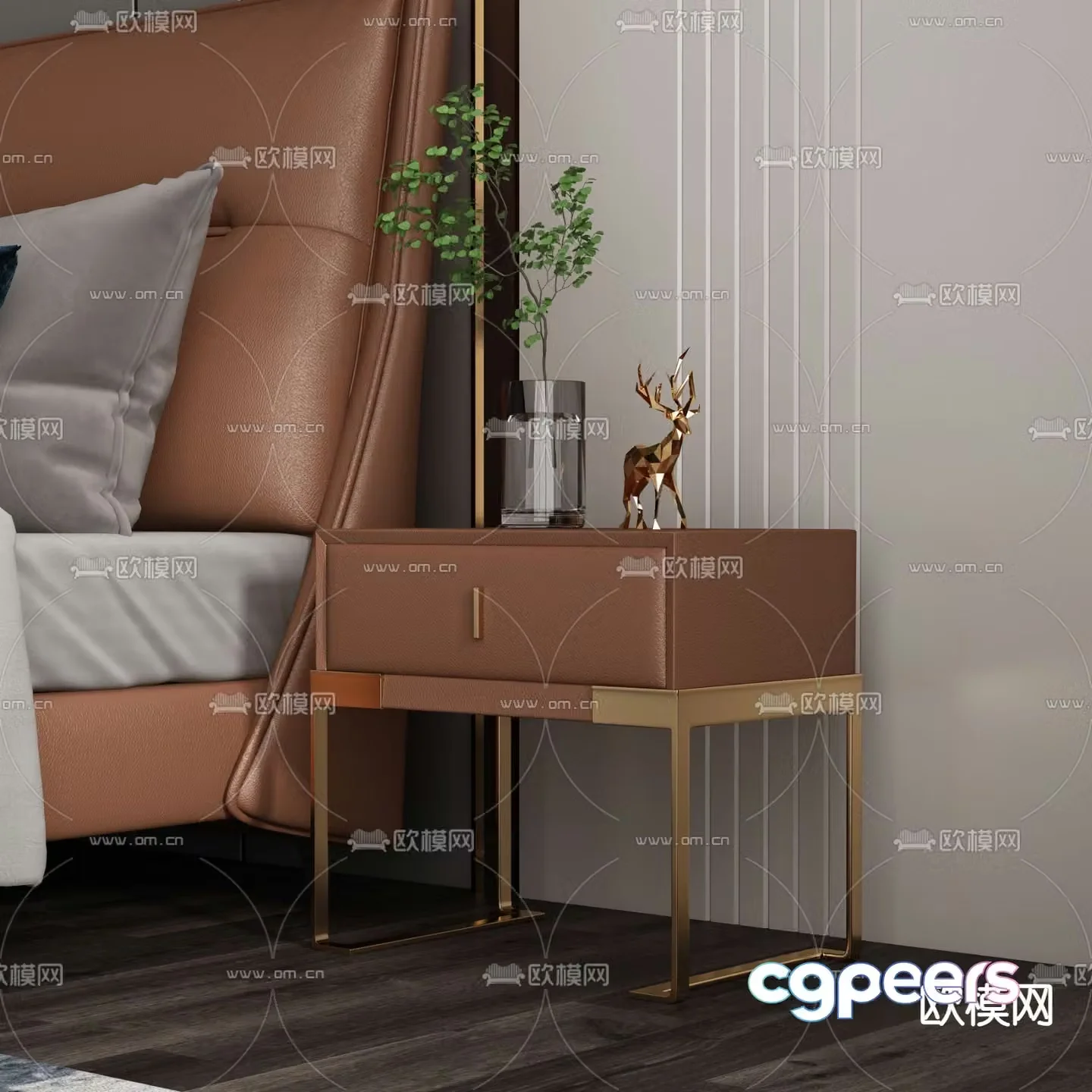 Light luxury bedside table 3D model