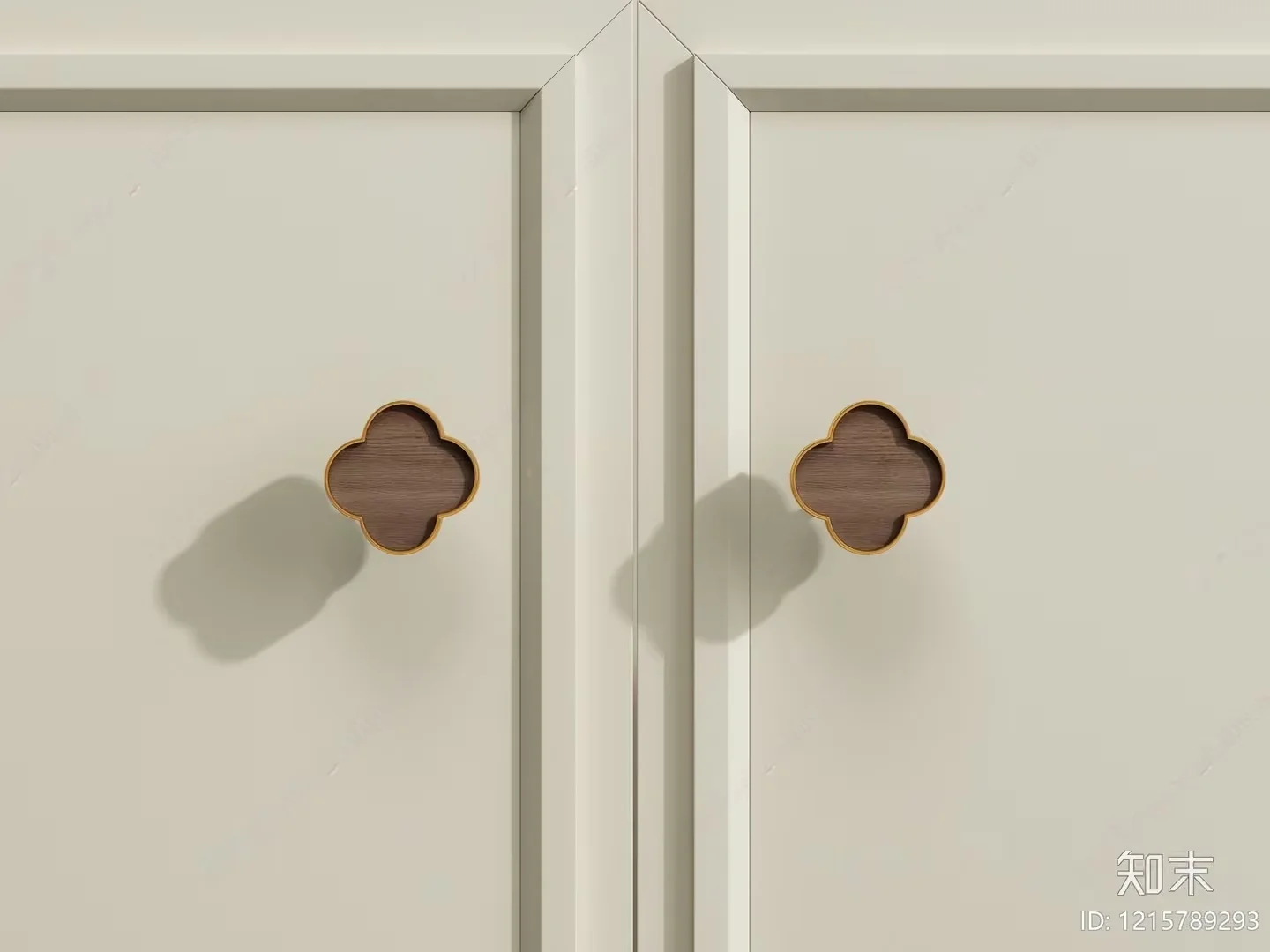 A Pair Of Doors With Four-Leaf Clover-Shaped Handles 3D Model – 11955 – VRAY Render