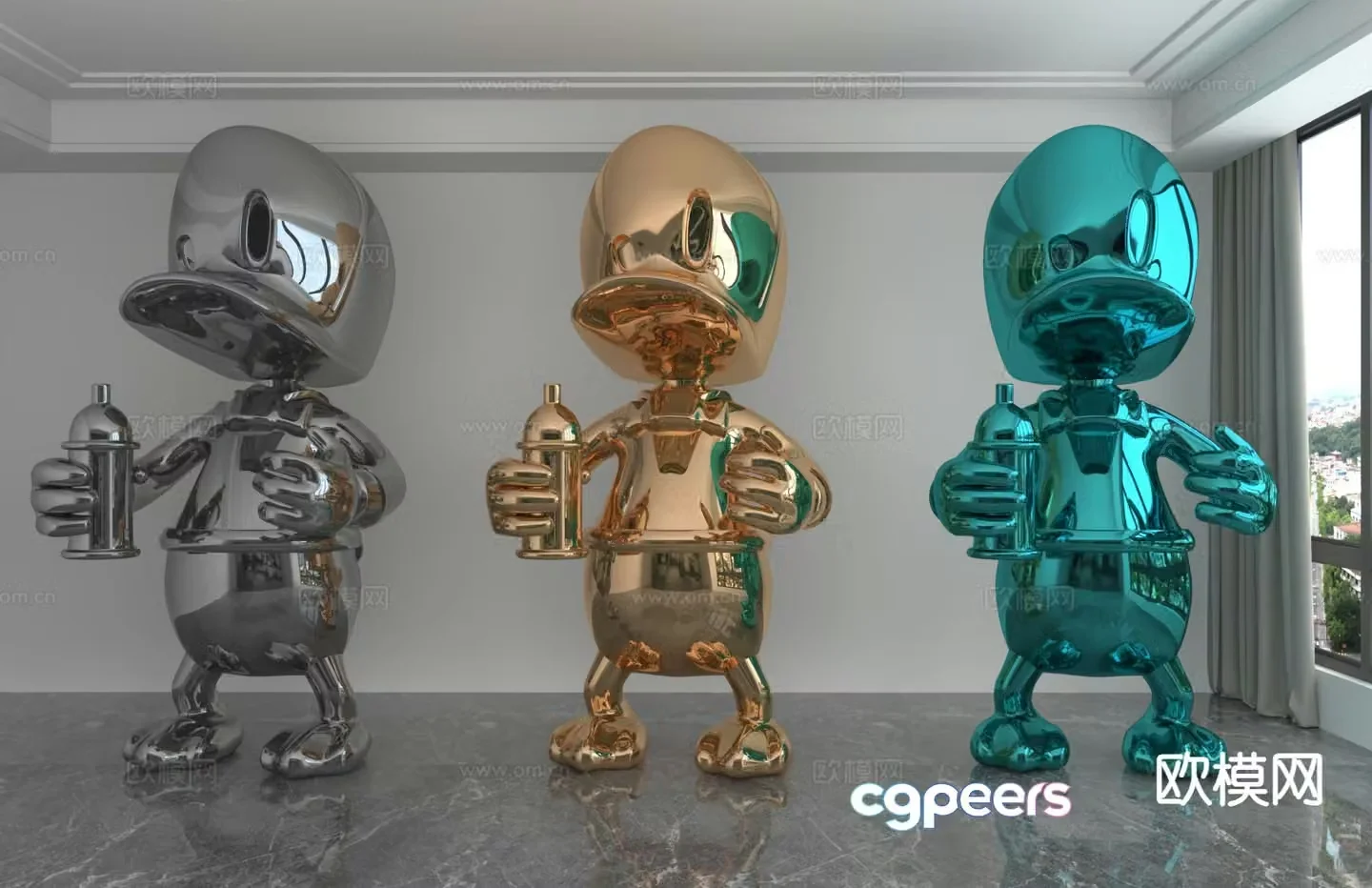 Modern laser doll trendy ornaments 3D model