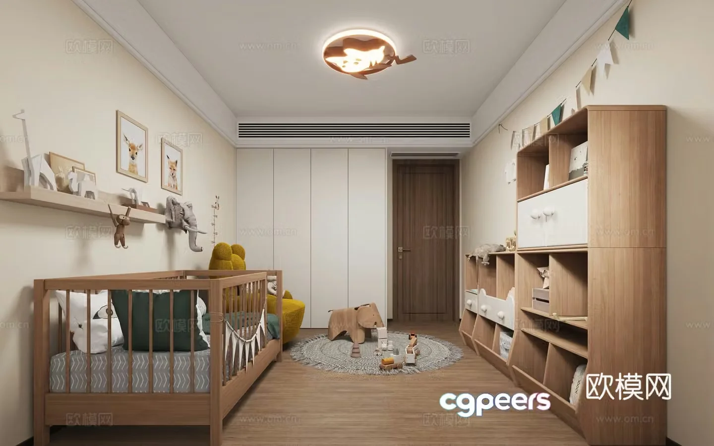 Modern children’s room crib 3d model