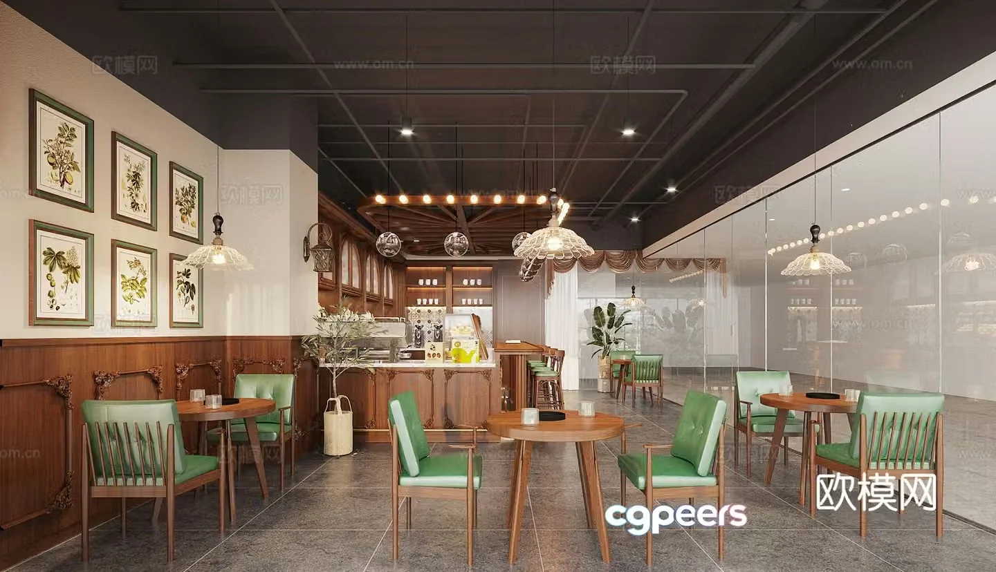 American coffee shop 3d model