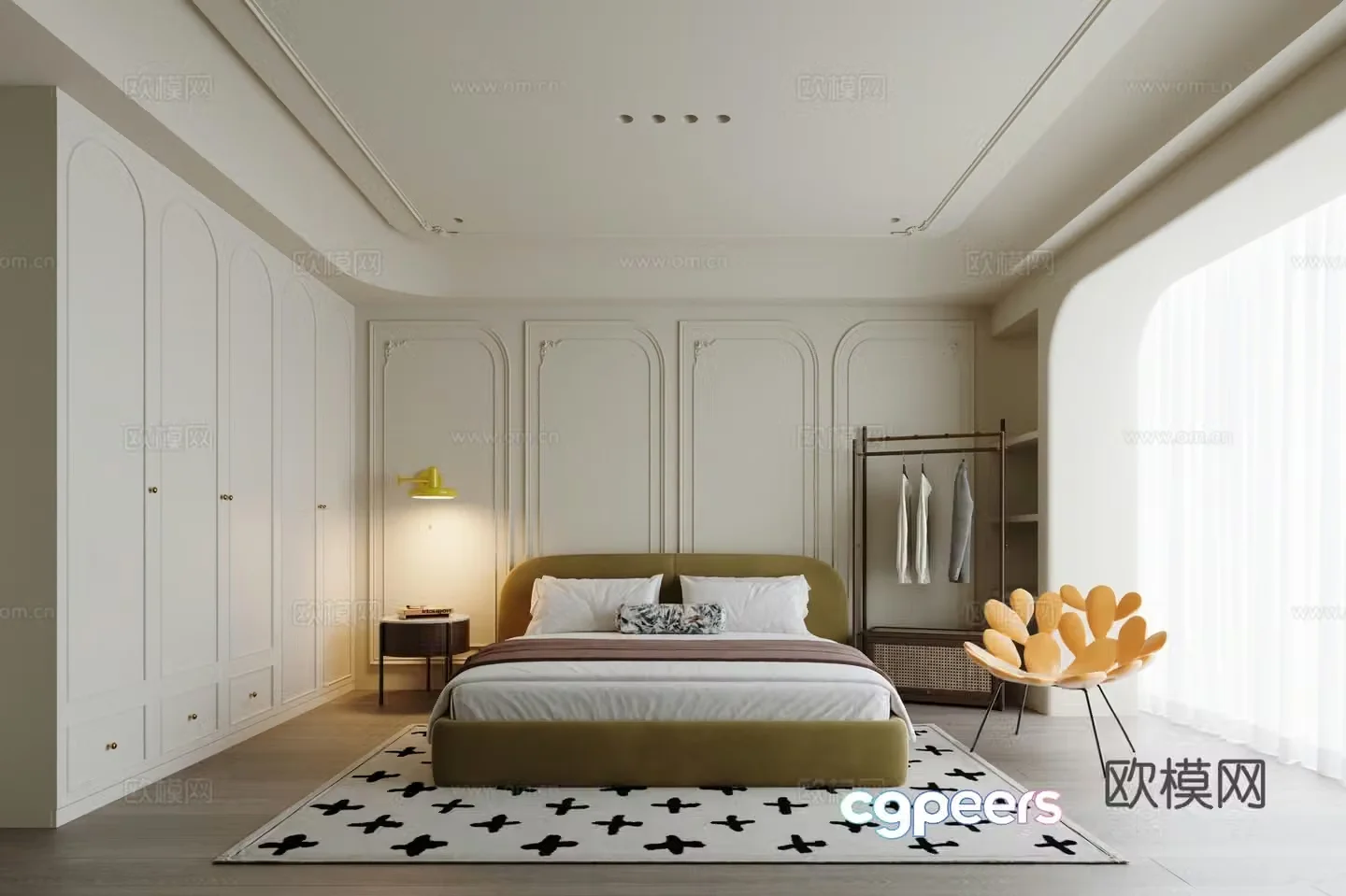 Cream French Home Bedroom Master Bedroom No Master Light Bedroom Superior Gray Bedroom Bedroom Clothes Rack 3D Model
