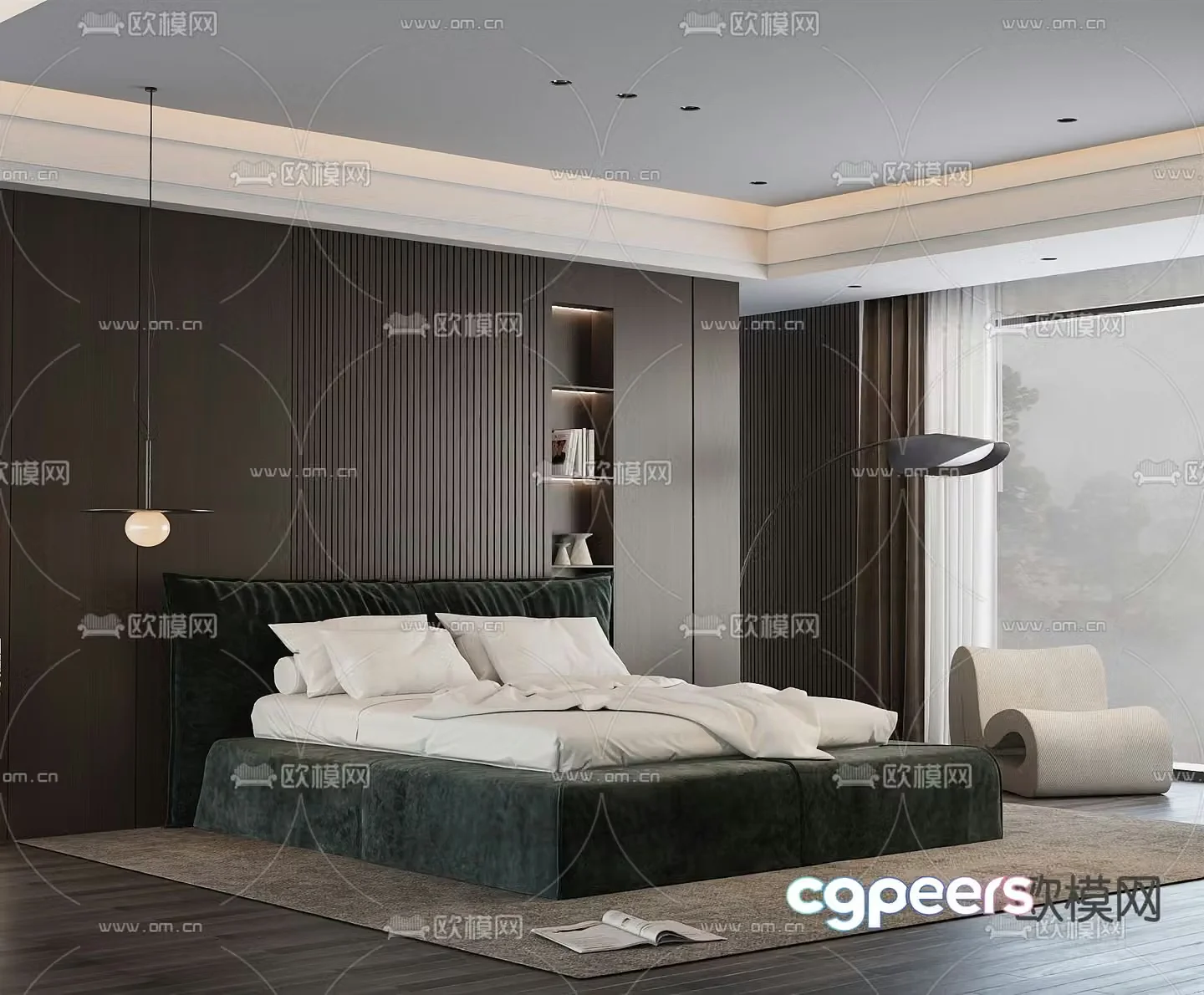 Italian double bed 3d model