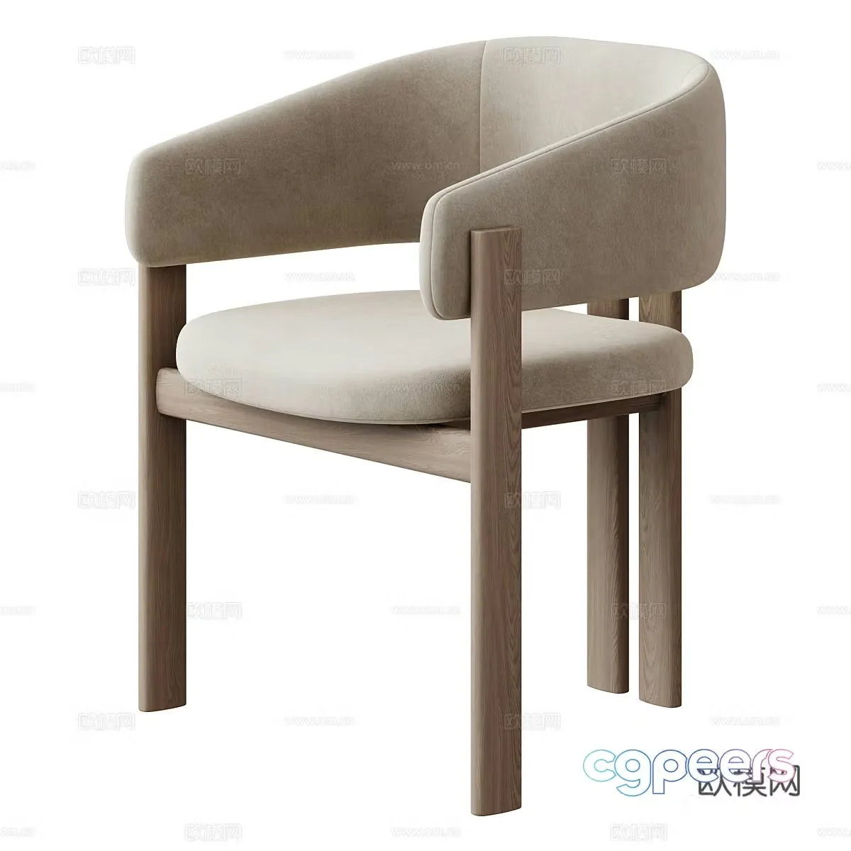 New Chinese style fabric dining chair 3D model