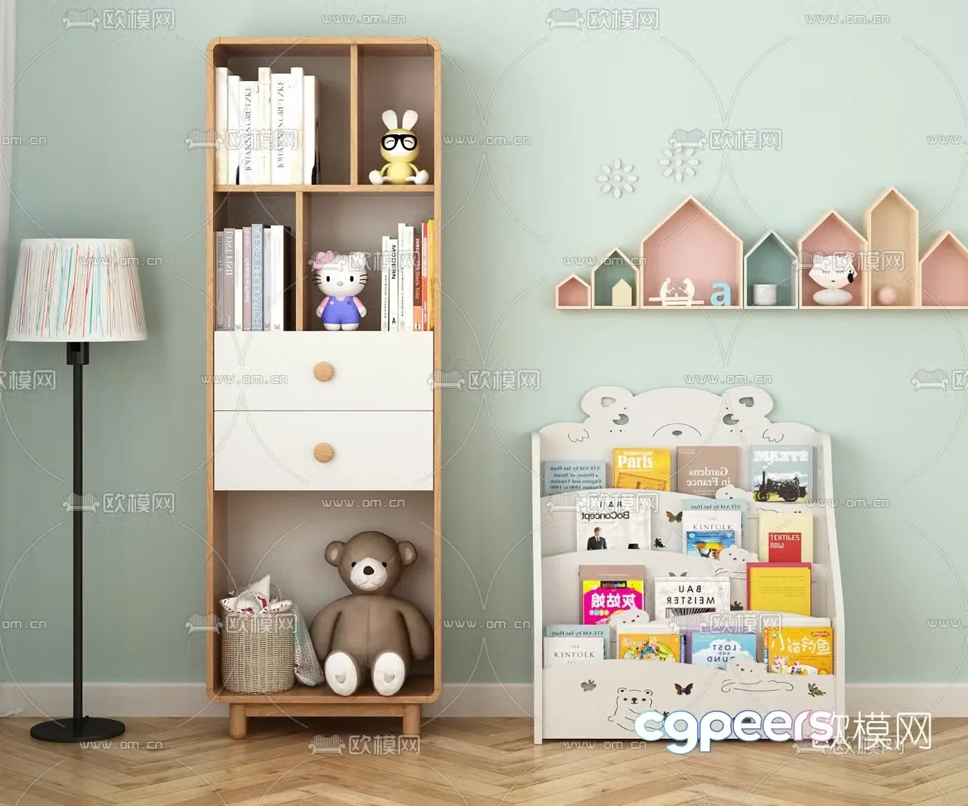 Nordic children’s bookcase 3d model