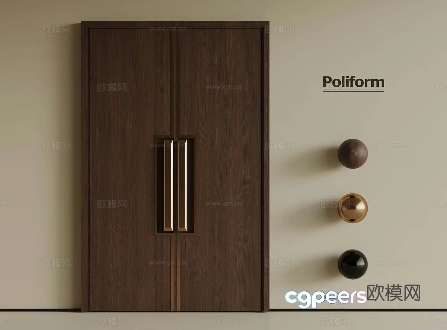 New Chinese-style security door entrance door double-open door 3D model