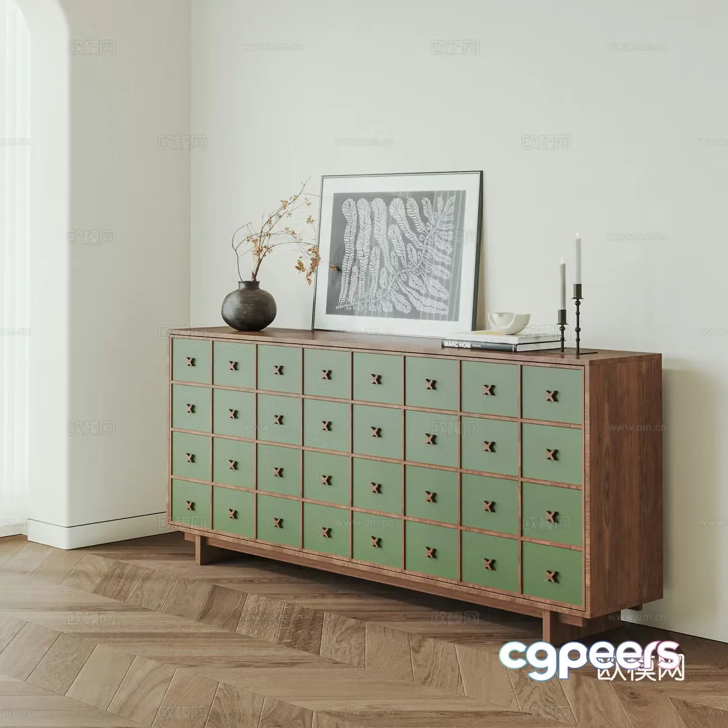 Middle-aged style porch cabinet side cabinet side cabinet entrance door cabinet ornament solid wood porch cabinet side cabinet 3D model