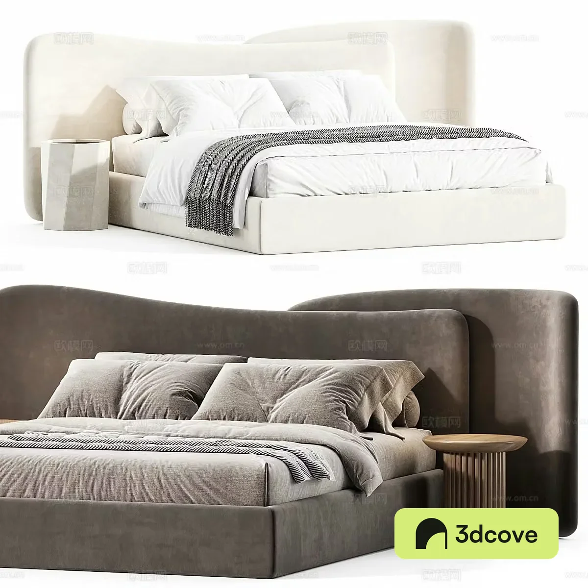 Modern Italian Gaspra fabric double bed