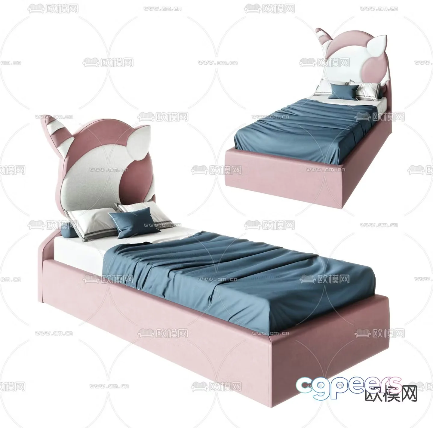 Children’s single bed cartoon child bed 3d model