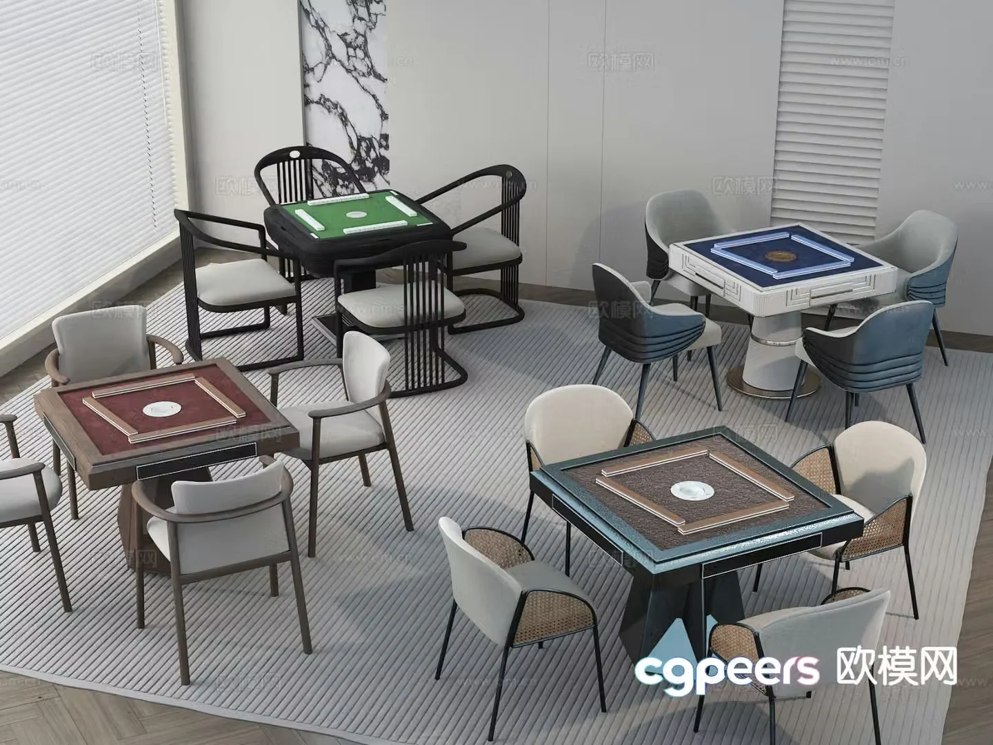 New Chinese style mahjong table 3d model