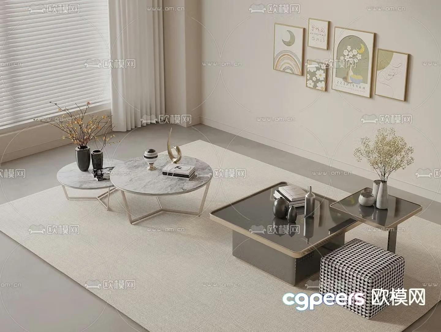 Mother and son coffee table marble coffee table 3d model