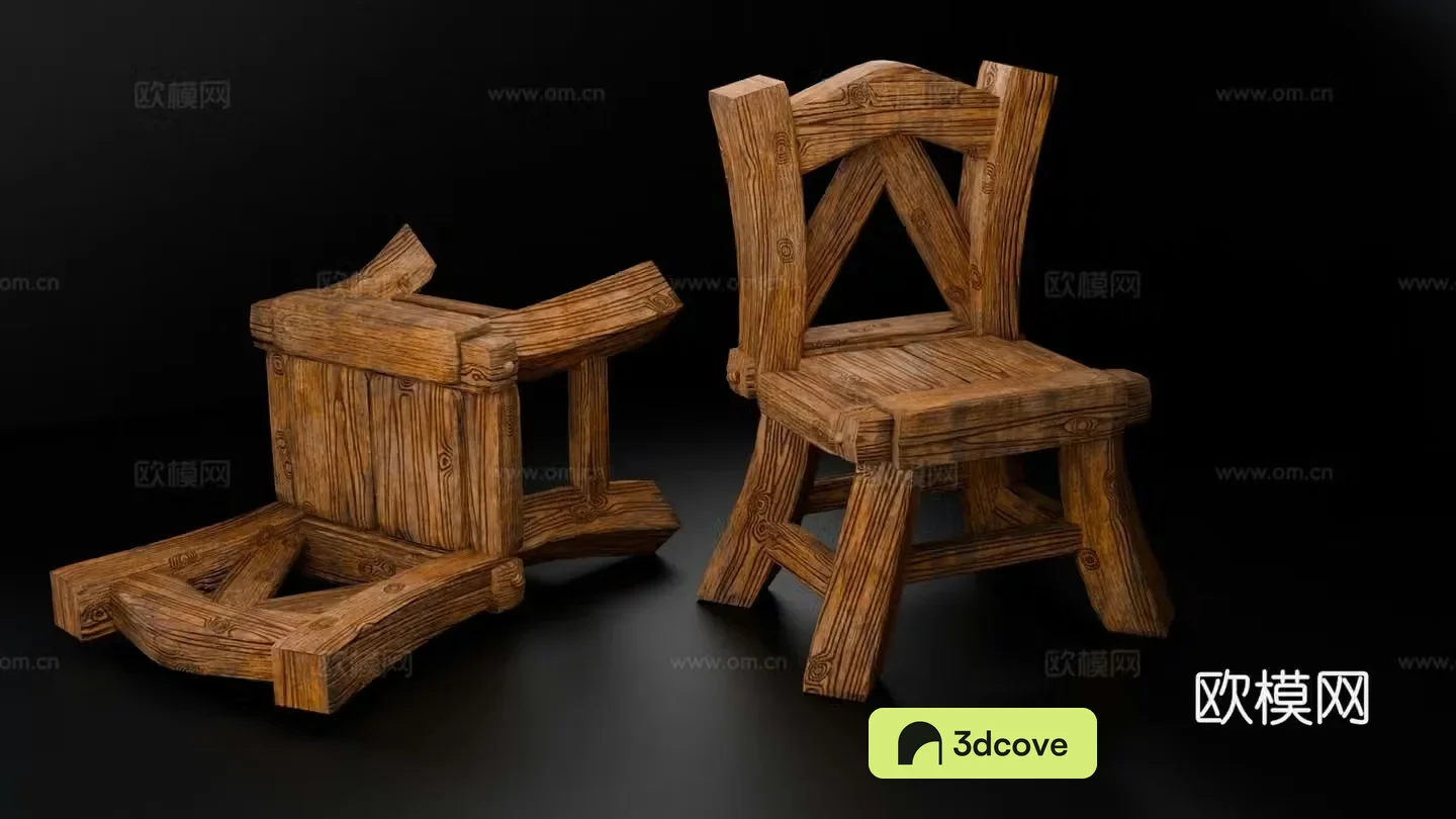 European game props medieval wooden chair