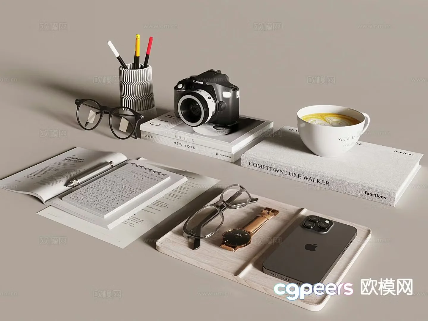 Office Supplies Desktop Decorations Books 3D Model
