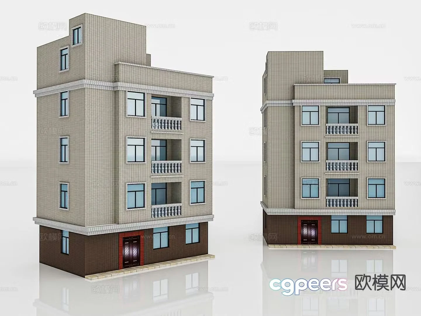 Multi-story residential building building private building single building 3D model