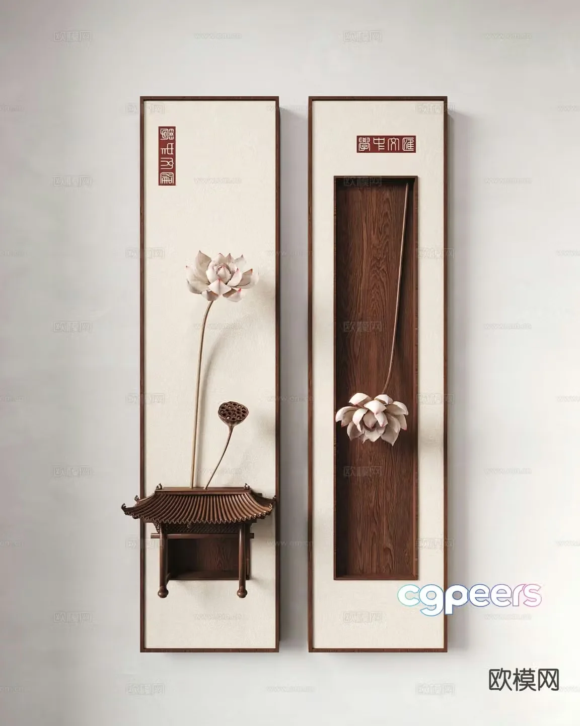 New Chinese style decorative painting hanging painting 3d model