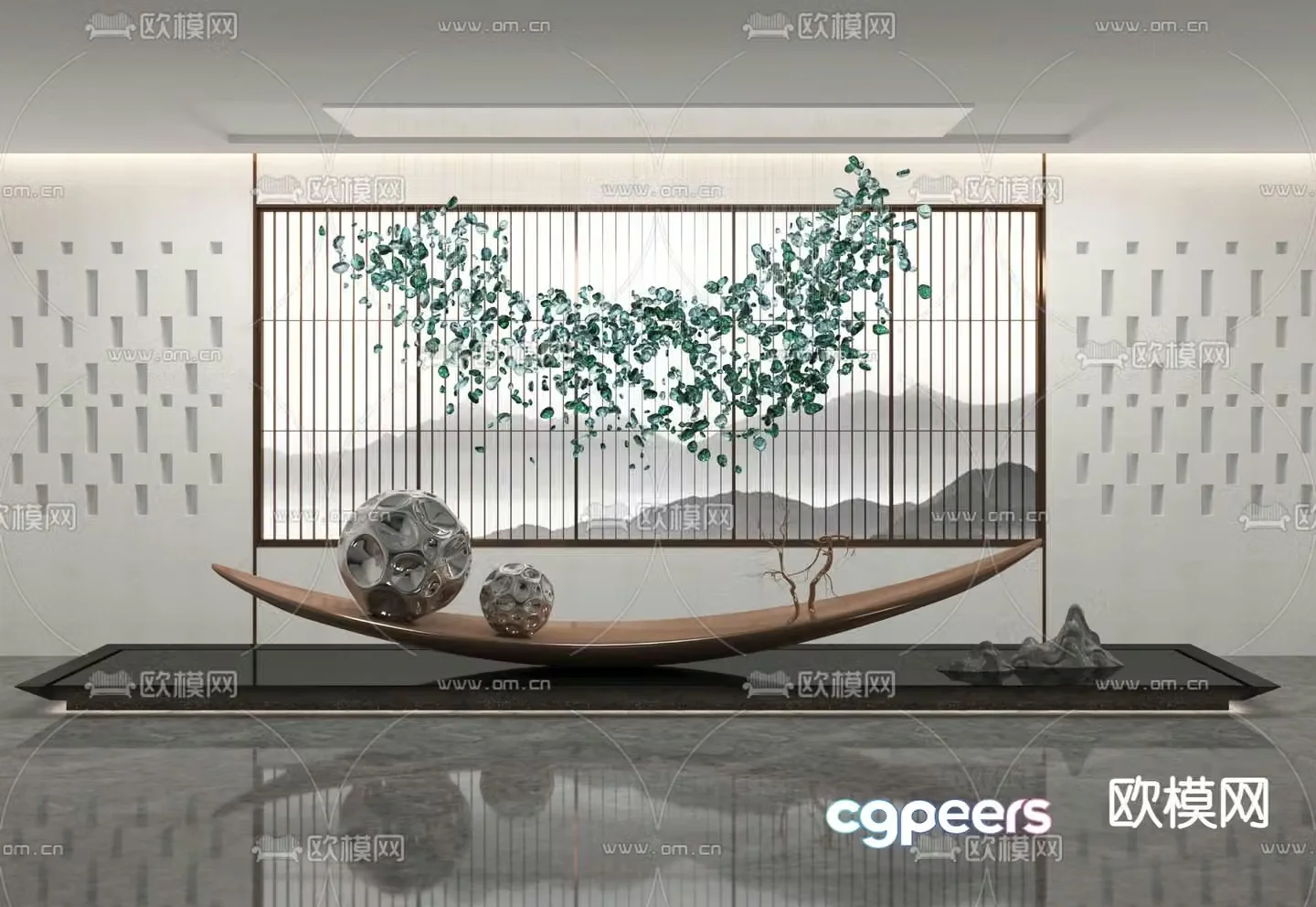 New Chinese style waterscape sketch 3D model
