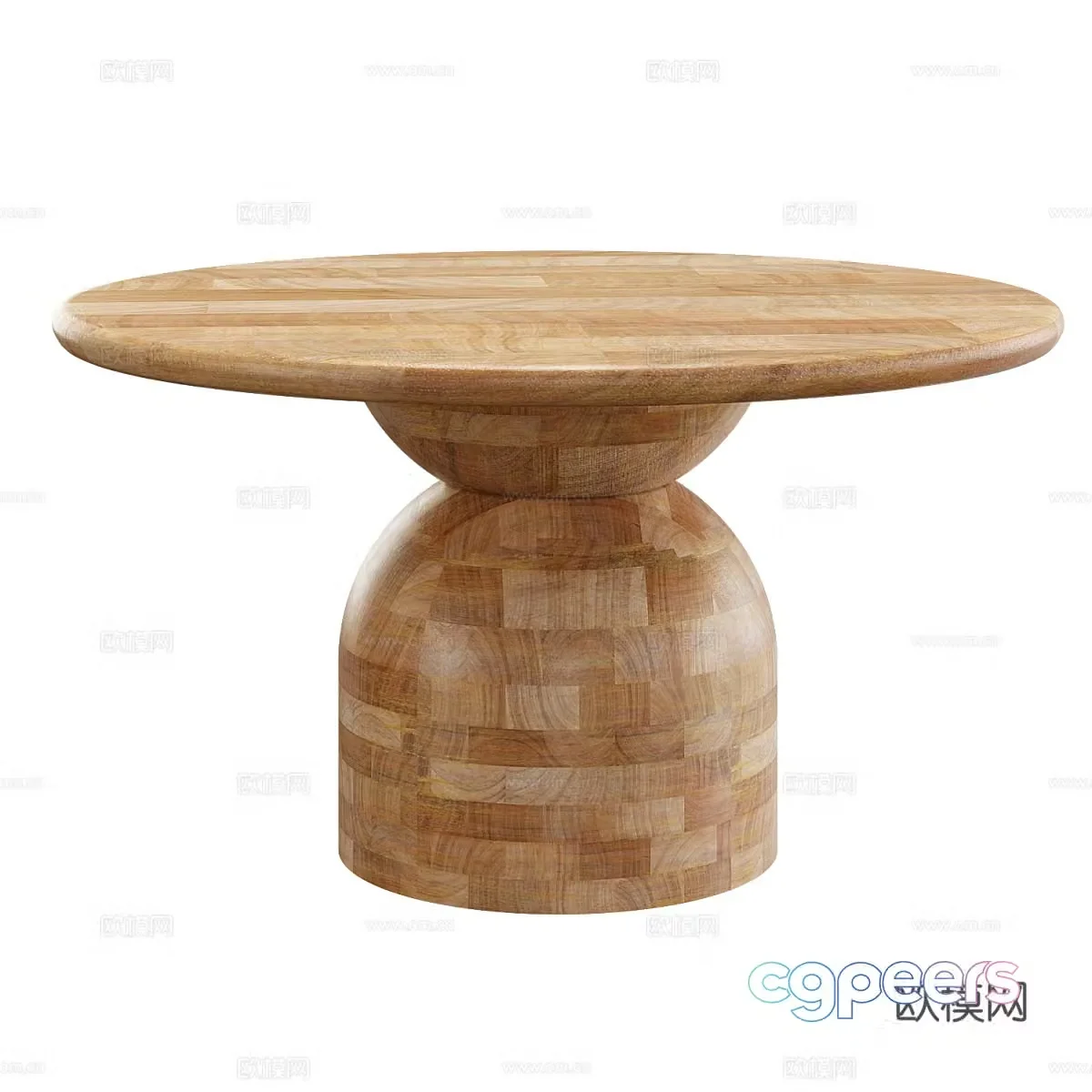 Wasabi dining table solid wood dining table round table big round table wooden round table solid wood negotiation table homestay 3D model