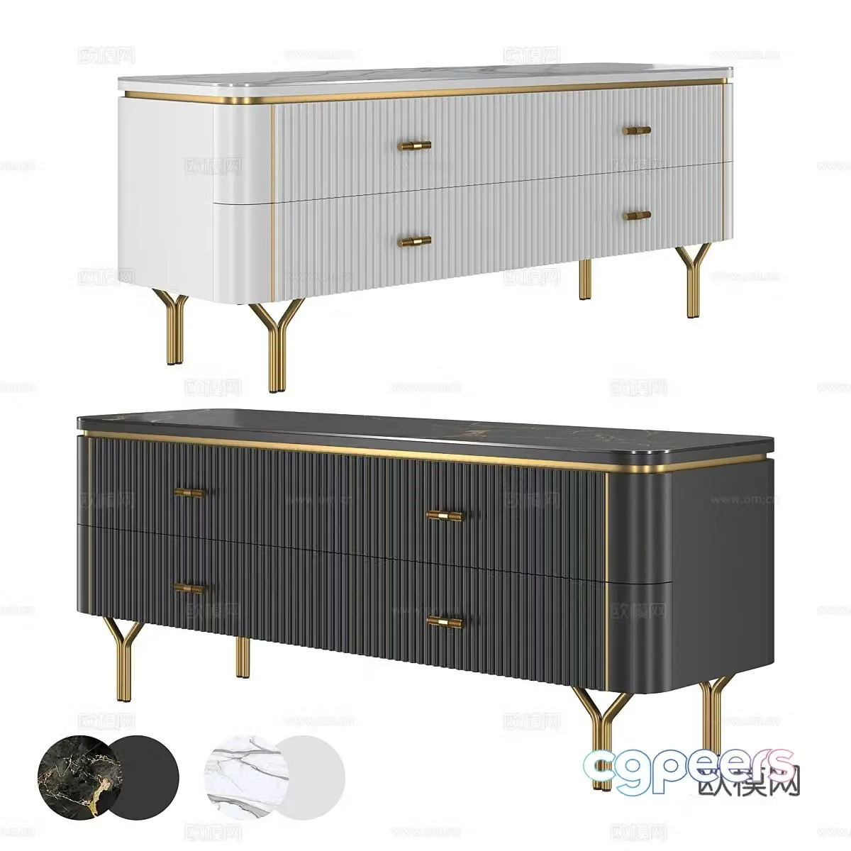 Light luxury TV cabinet 3D model