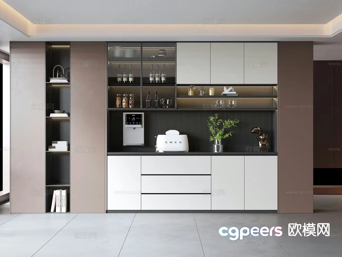 Italian wine cabinet sideboard 3D model