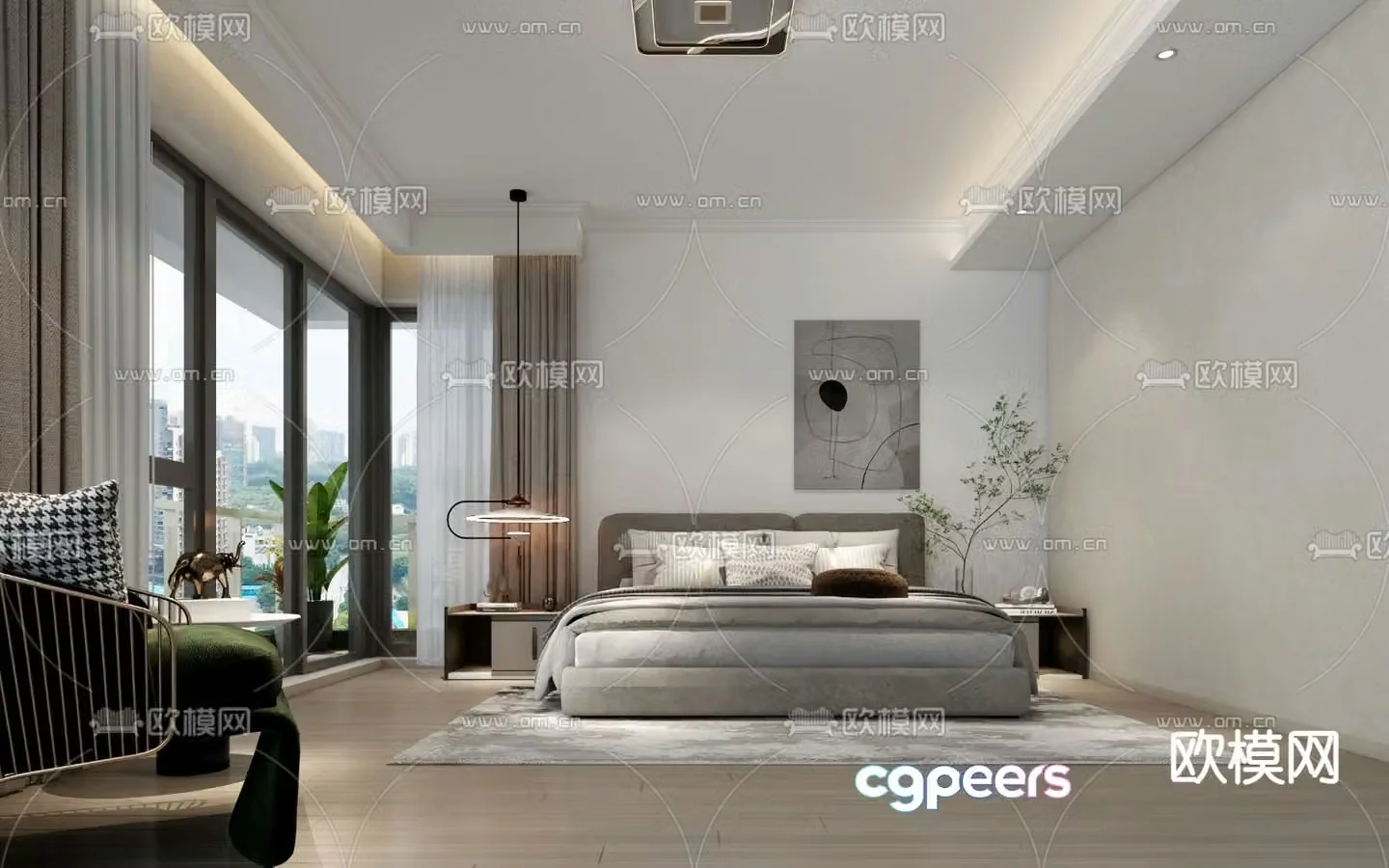 Modern bedroom master room 3d model