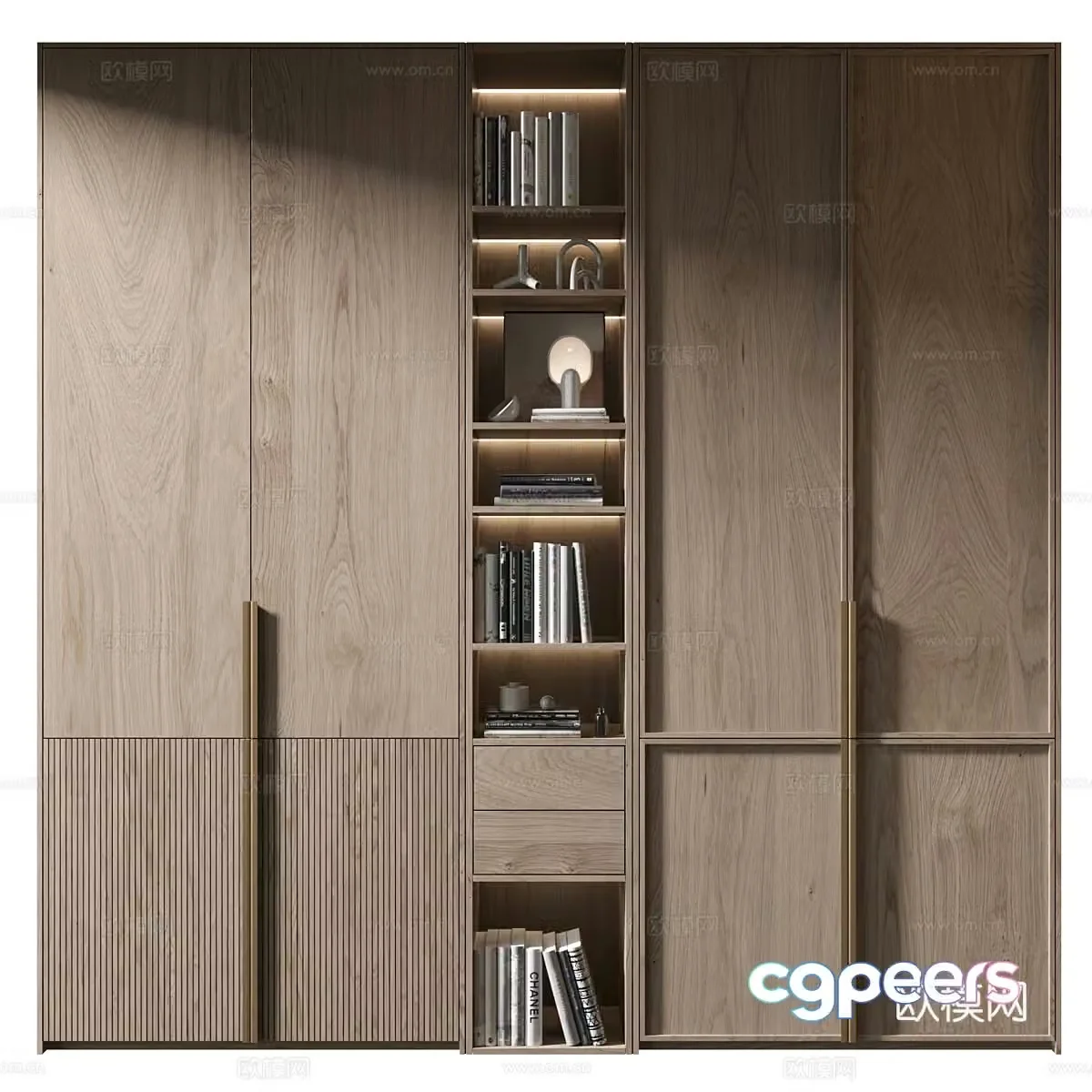 New Chinese style solid wood door wardrobe 3D model
