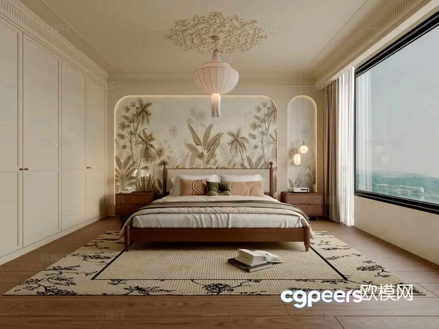 American retro bedroom 3d model