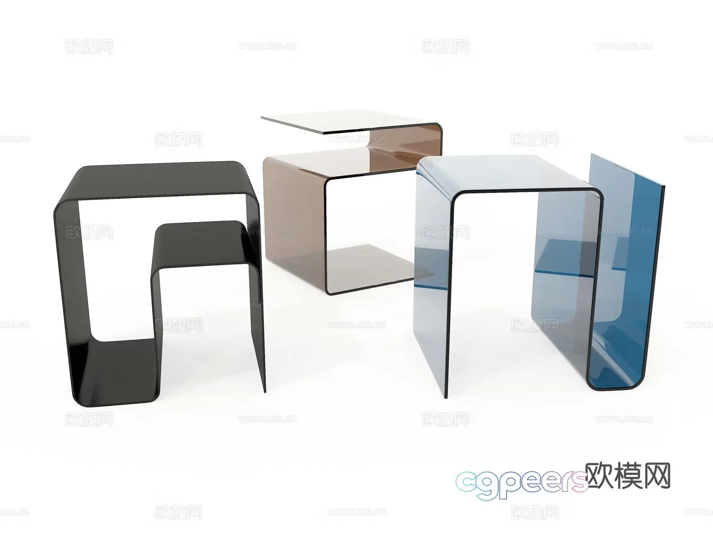 Modern acrylic stool square stool 3d model