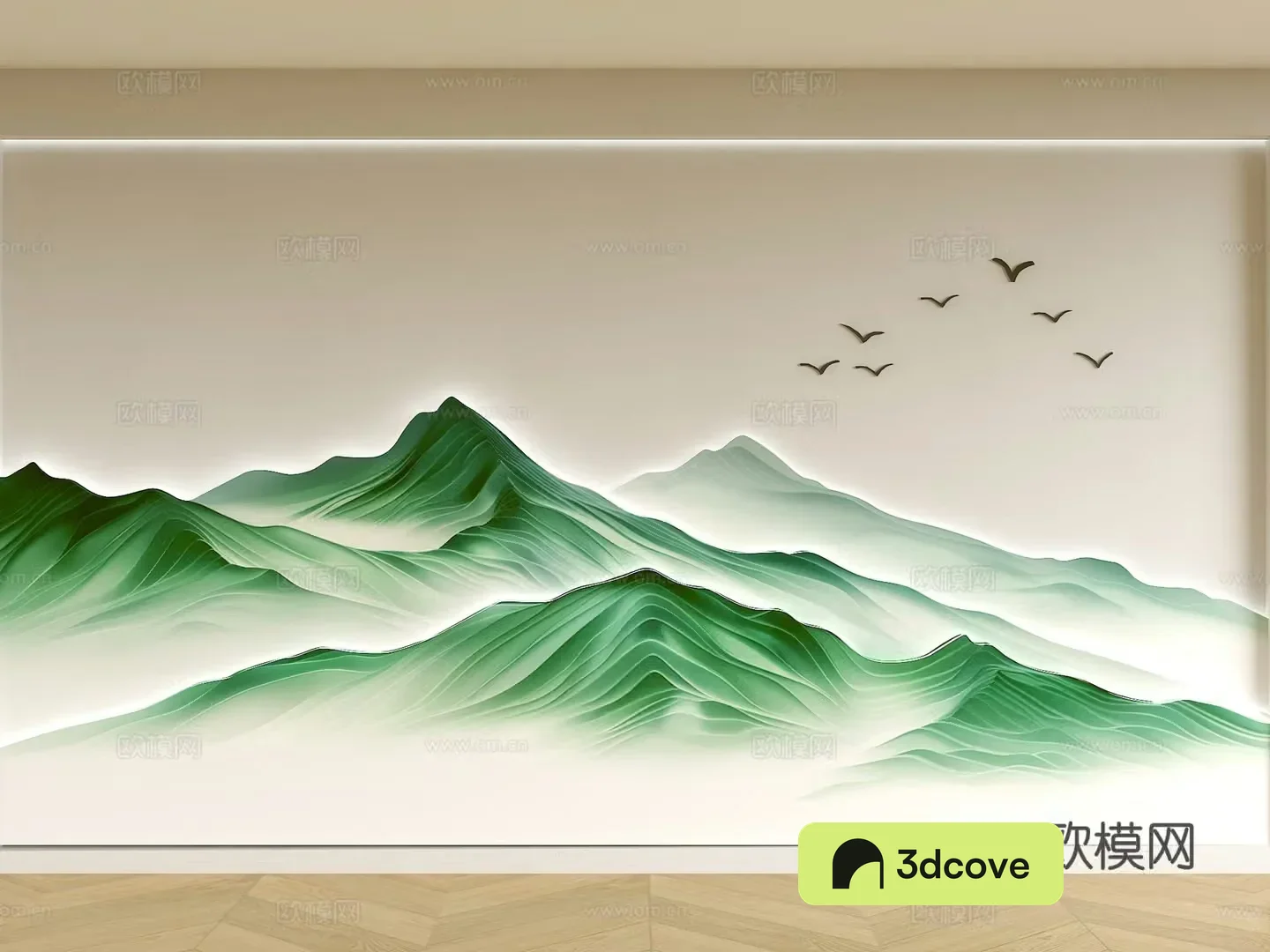 New Chinese style landscape background wall Living room background wall Sofa background wall Landscape line background wall Wave