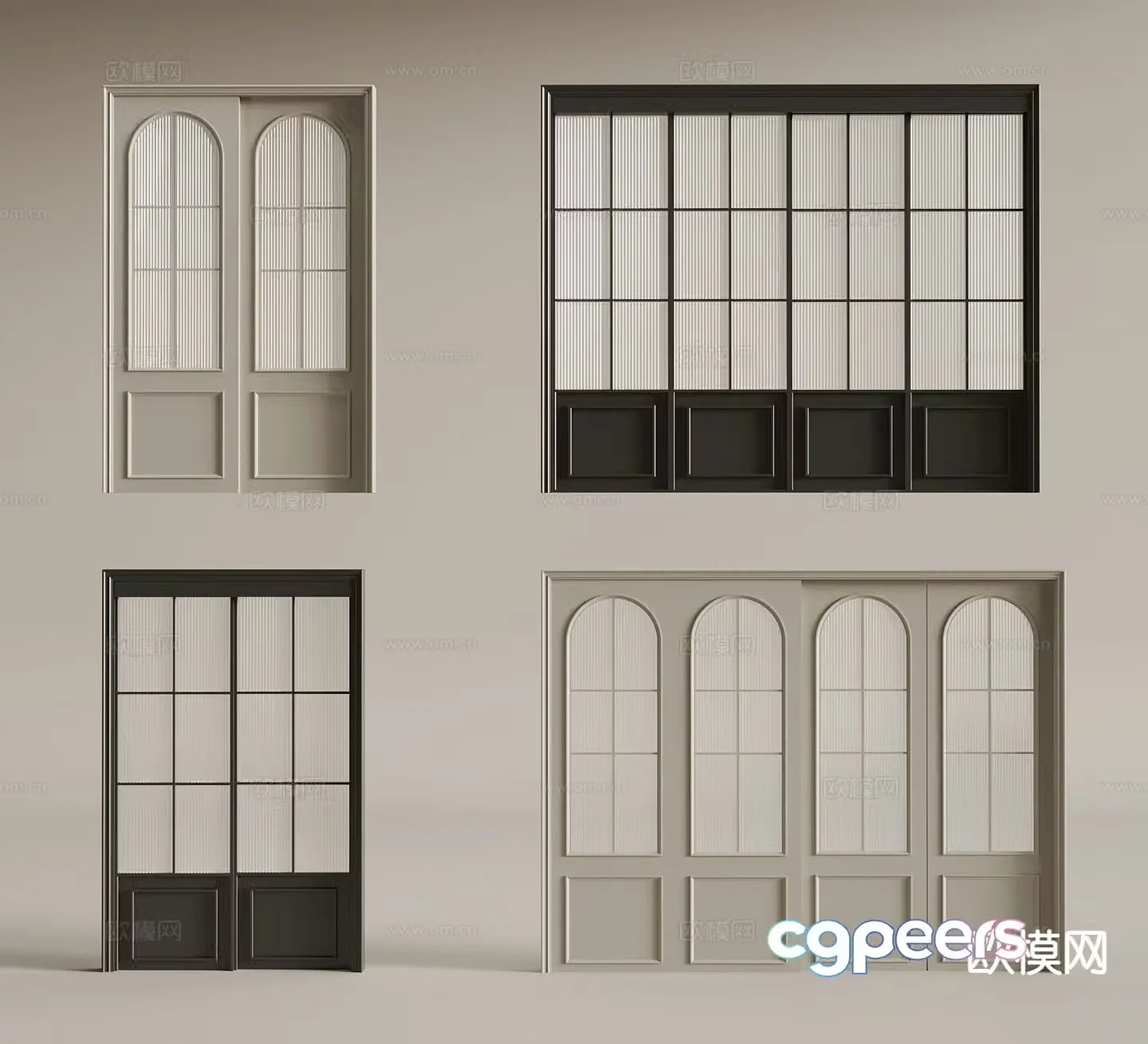 French sliding door sliding door kitchen and bathroom door 3D model