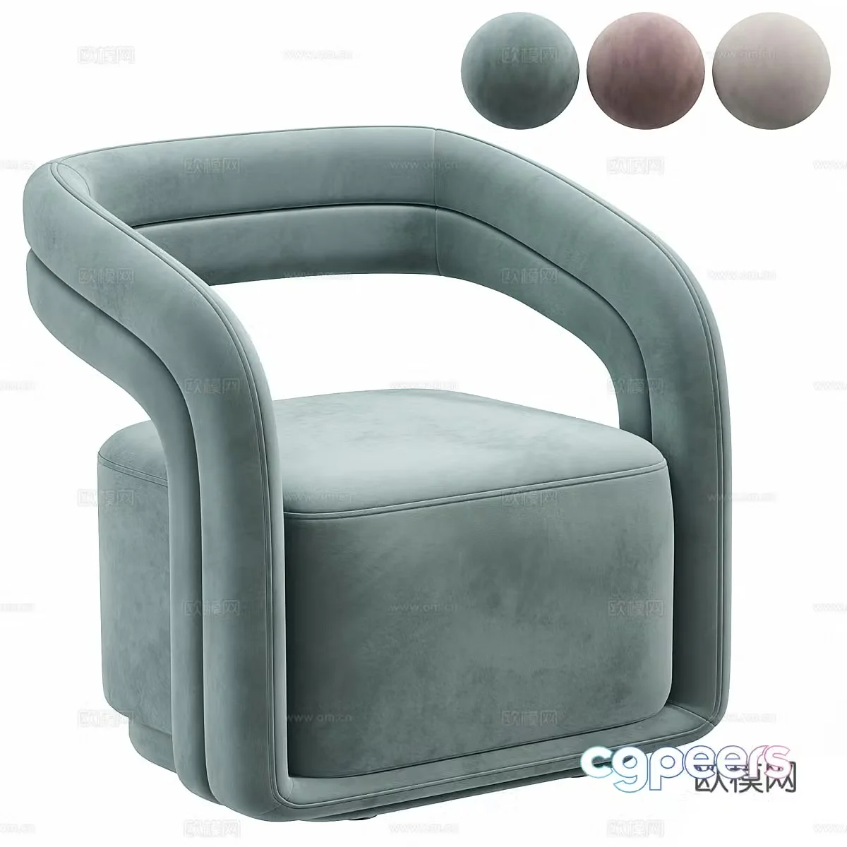 Modern Italian cream style fabric armchair 3d model