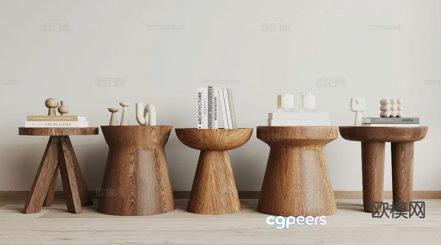 Medieval style round table side table table table 3D model