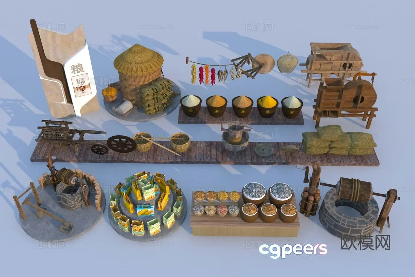 Modern rural sketch Farming booth 3D model