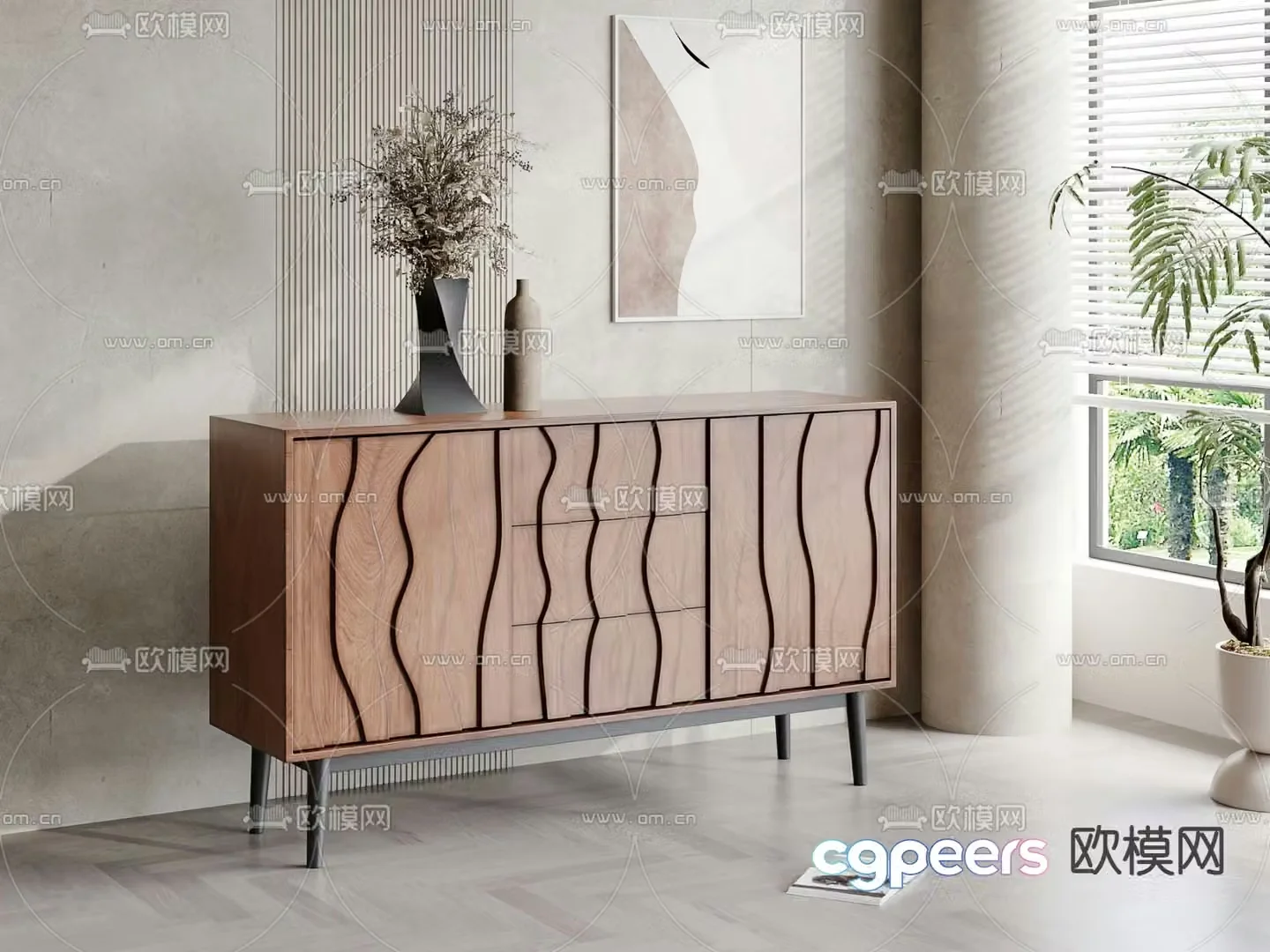 Medieval style end view cabinet entrance cabinet side cabinet 3D model