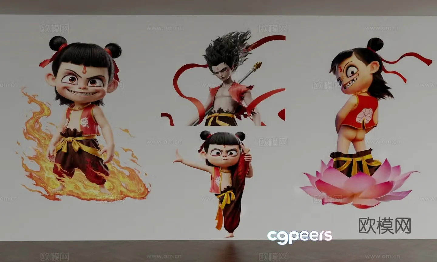 Nezha character painted wall 3D model