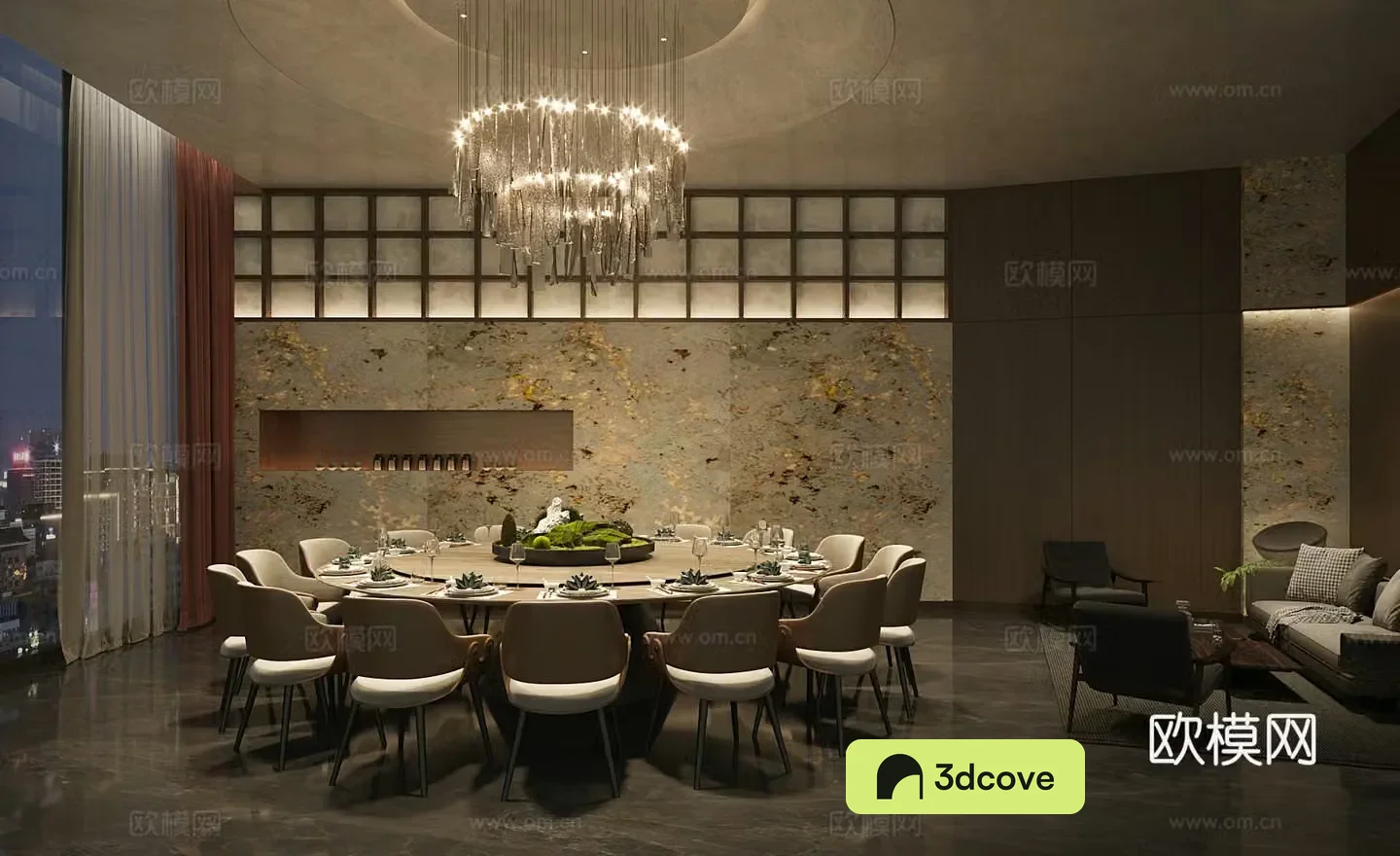 New Chinese restaurant private room dining table and chair combination restaurant private room round table restaurant