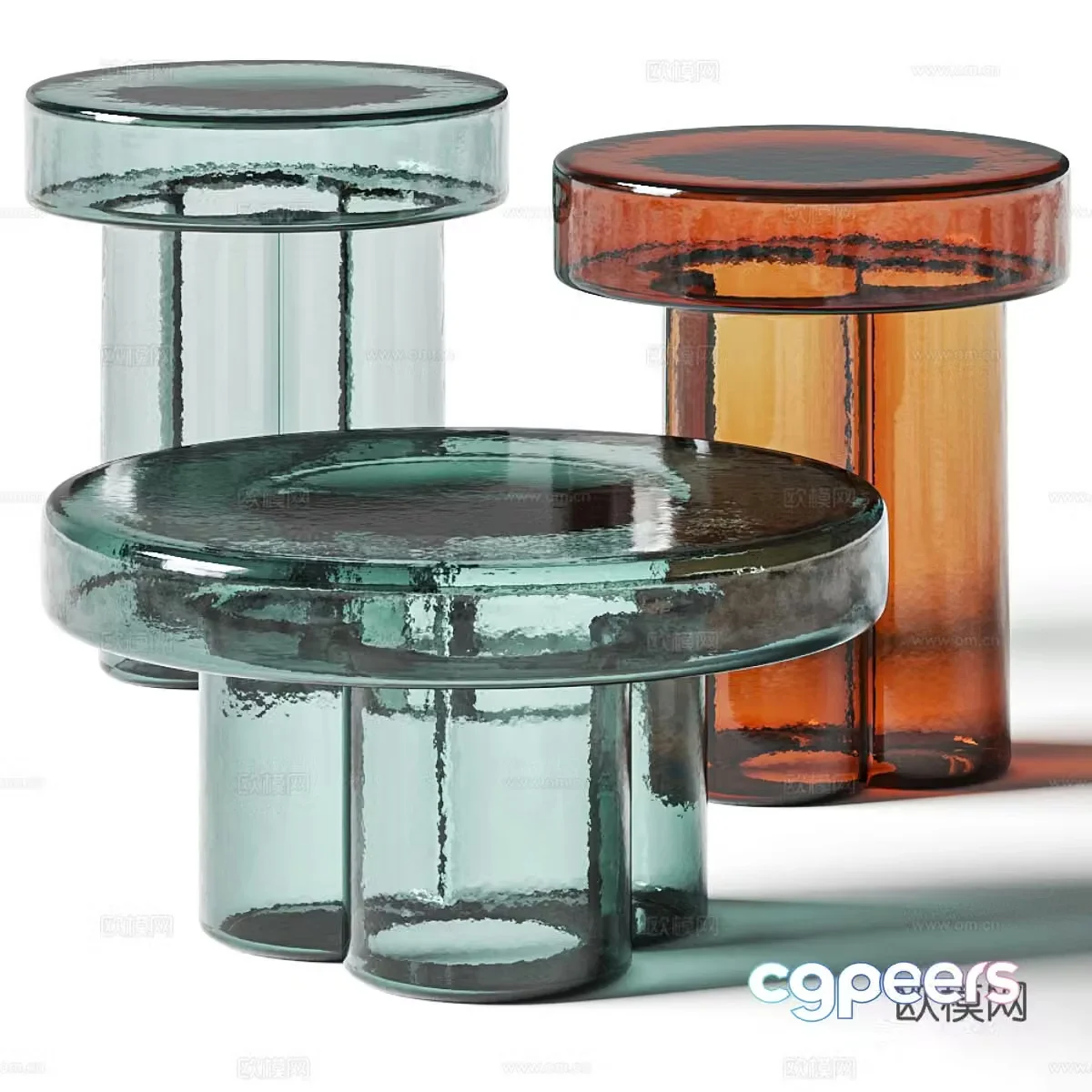 Modern Italian glass side table 3D model