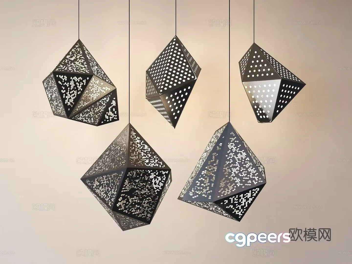 Modern chandeliers sculpture lamps geometric chandeliers hollow lamps chandeliers viewing device 3D model