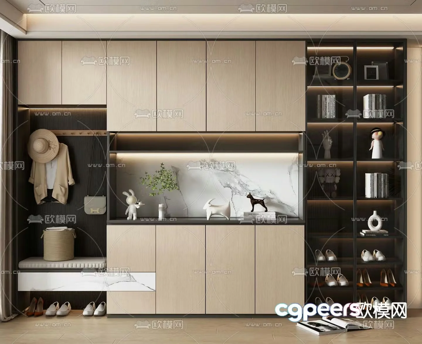 Modern porch shoe cabinet 3d model