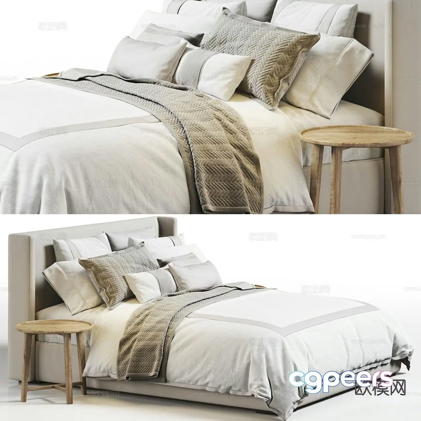 Nordic double bed 3d model