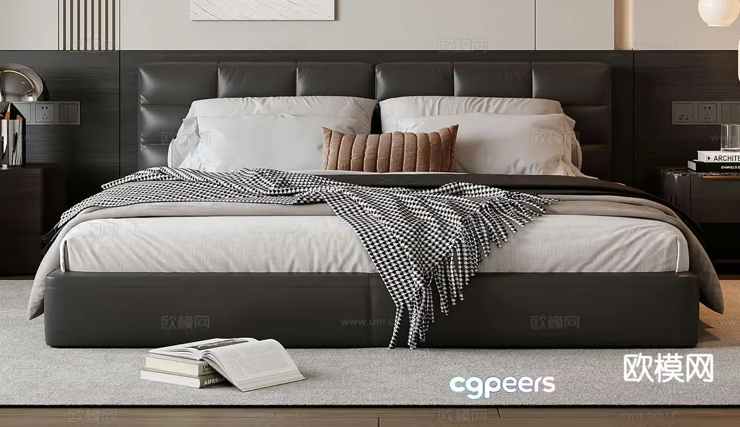 Italian double bed 3d model